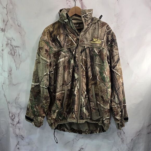 XPS Jacket Mens Large Woodland Hunting Camo Coat Hooded AP HD Fleece Quiet - Picture 1 of 13